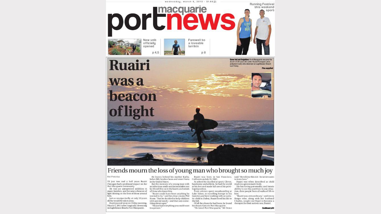 THE FRONT PAGES September 2013 Port Macquarie News Port Macquarie, NSW